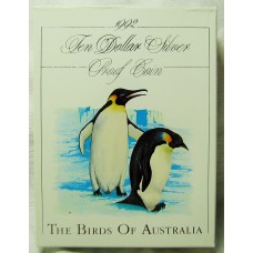 BIRDS OF AUSTRALIA 1992 . TEN 10 DOLLARS . PROOF COIN . EMPEROR OF PENGUIN